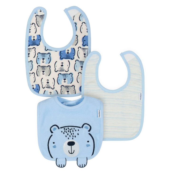 Gerber® Organic 3-Pack Baby Boys Teddy Dribbler Bibs-Gerber Childrenswear