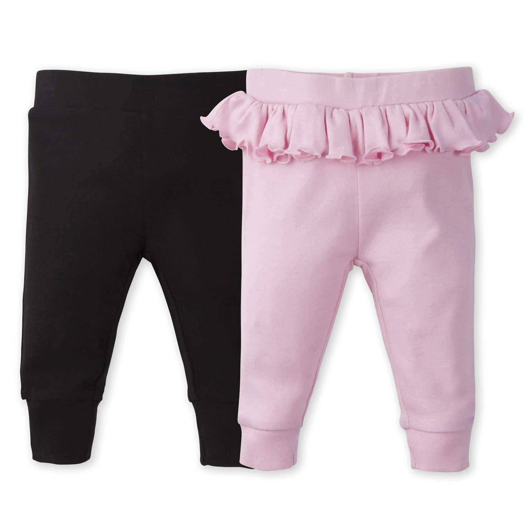 2-Pack Baby Girls Black & Pink Pants-Gerber Childrenswear