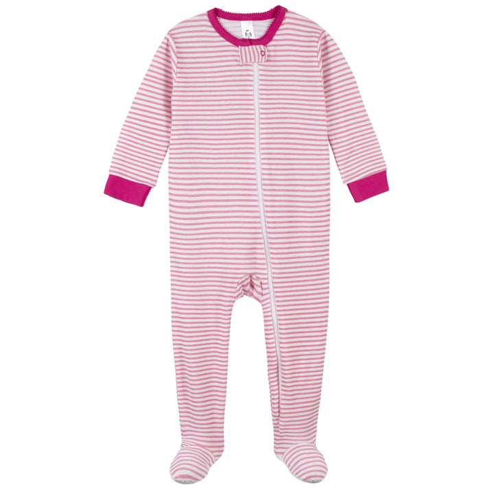 4-Pack Girls Berries & Flamingos Snug Fit Footed Cotton Pajamas-Gerber Childrenswear