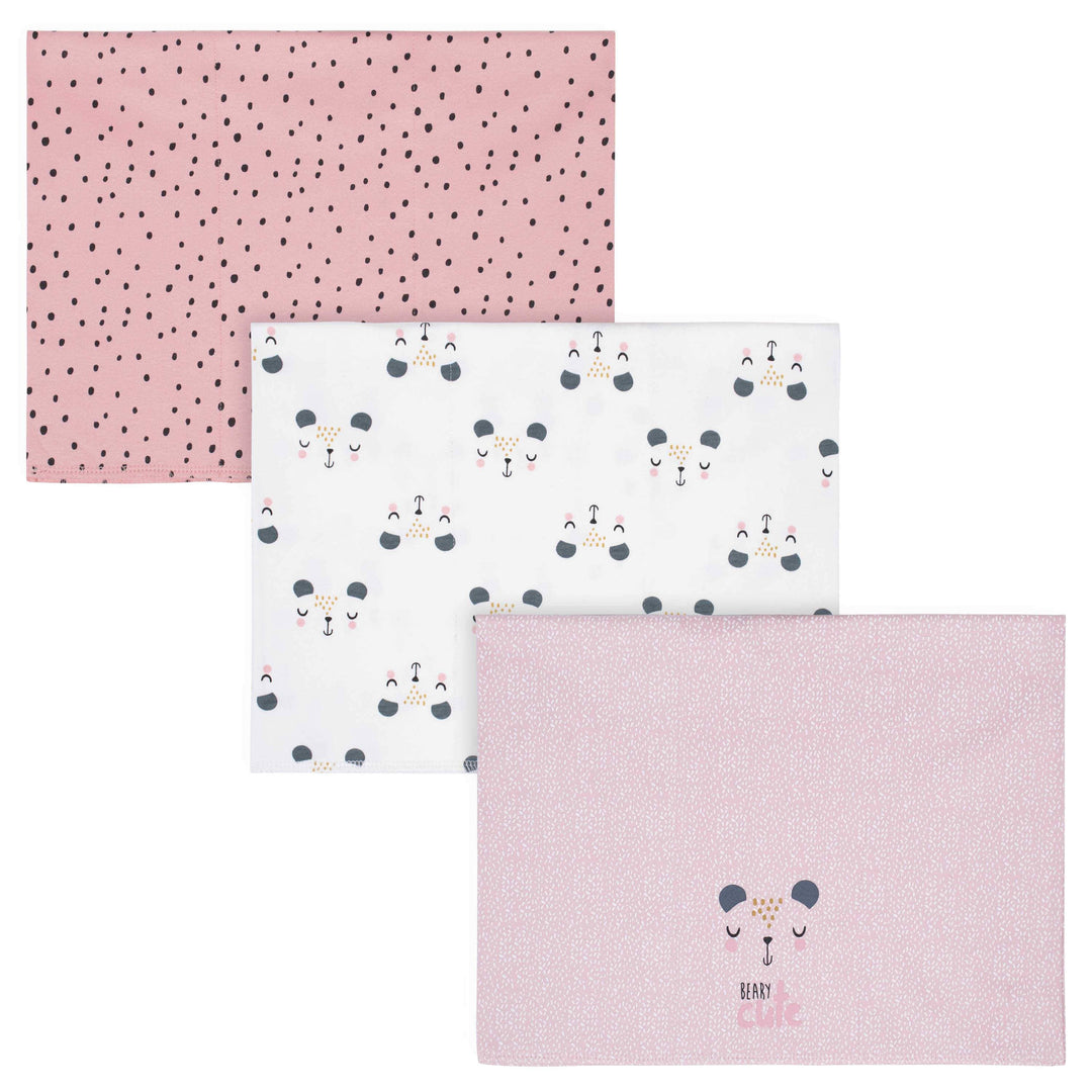 3-Pack Baby Girls Bear Knit Burp Cloths-Gerber Childrenswear