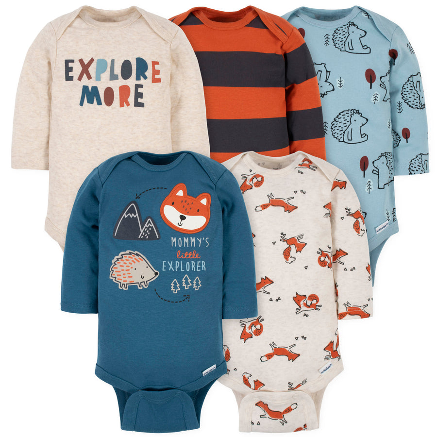 5-Pack Baby Boys Fox Long Sleeve Onesies® Bodysuits