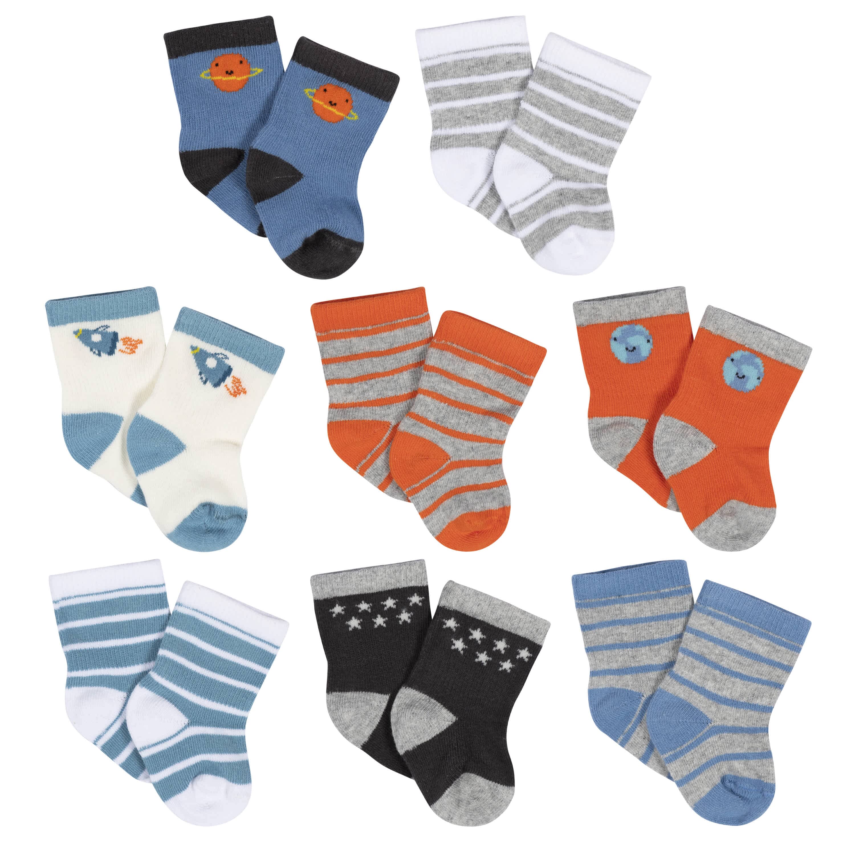 8-Pack Baby Boys Space Explorer Jersey Wiggle Proof® Socks – Gerber ...