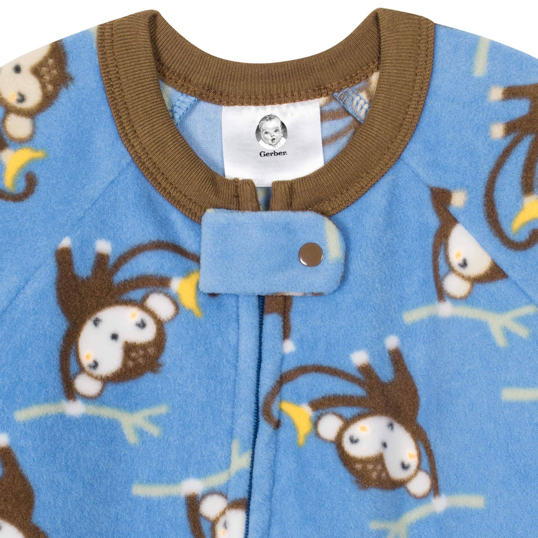 Gerber® 4-Pack Baby Boys Monkeys & Foxes Fleece Pajamas-Gerber Childrenswear