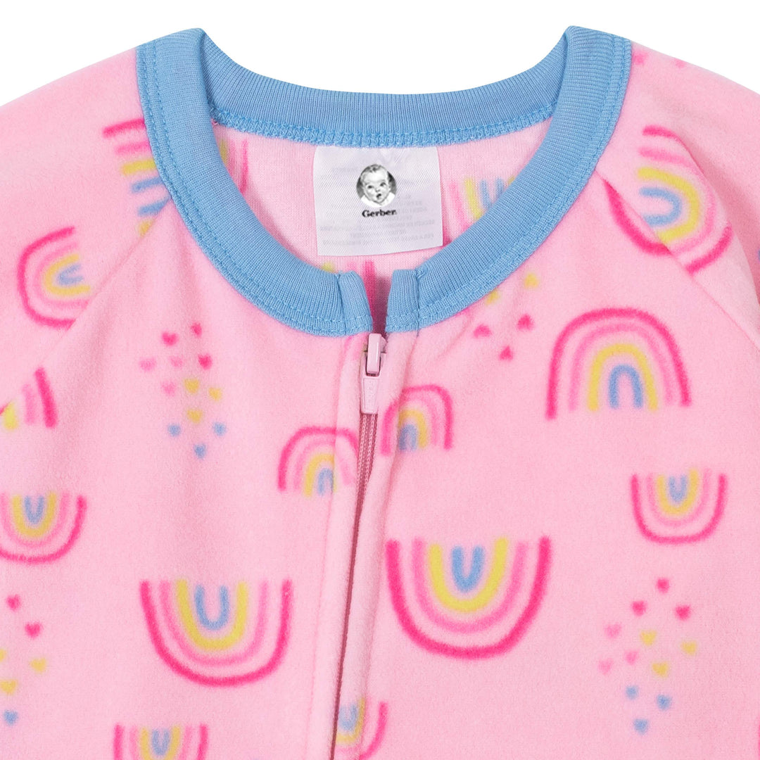 Gerber® 4-Pack Toddler Girls Rainbows & Love Fleece Pajamas-Gerber Childrenswear