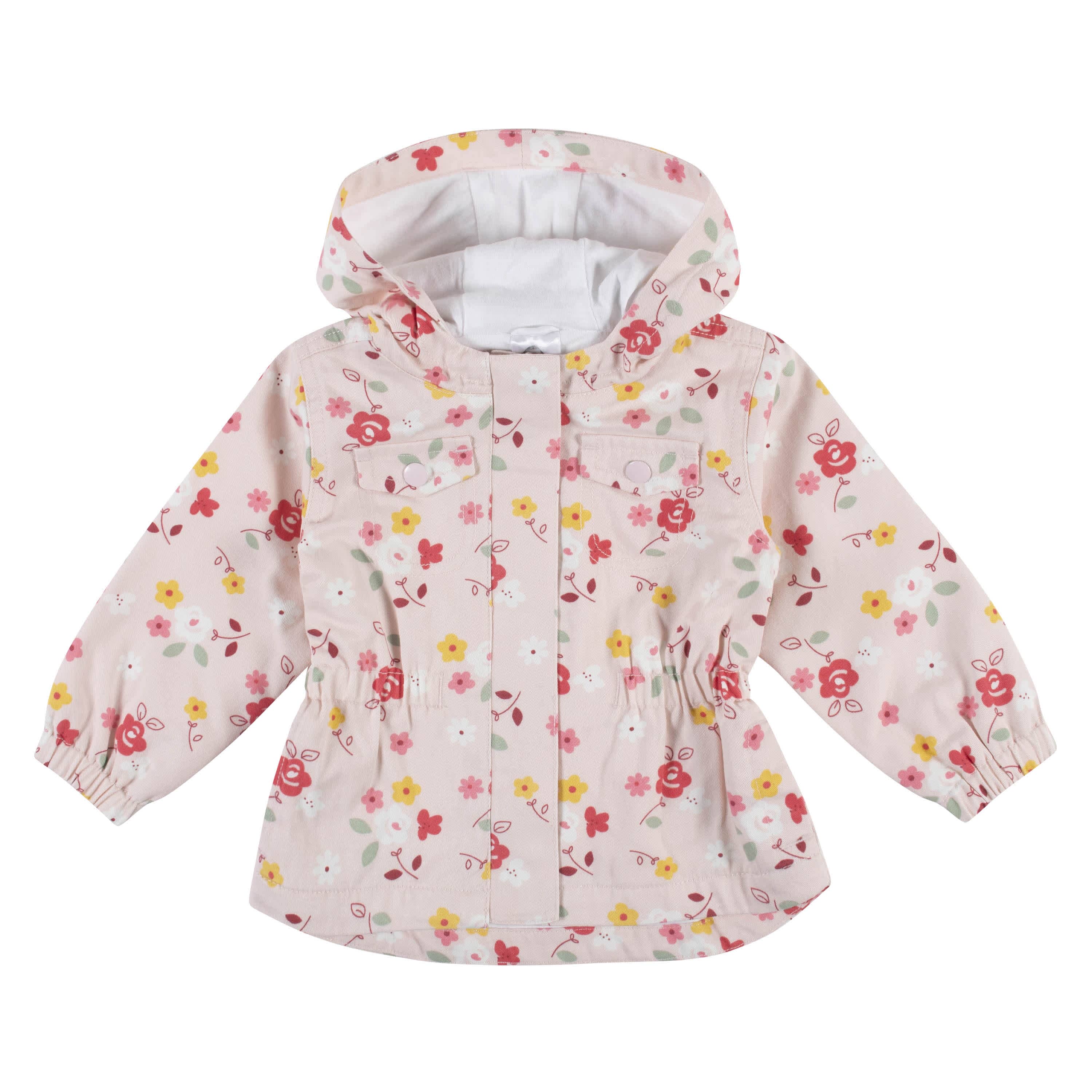 Infant & Toddler Girls Floral Hooded Cotton Twill Utility Jacket ...