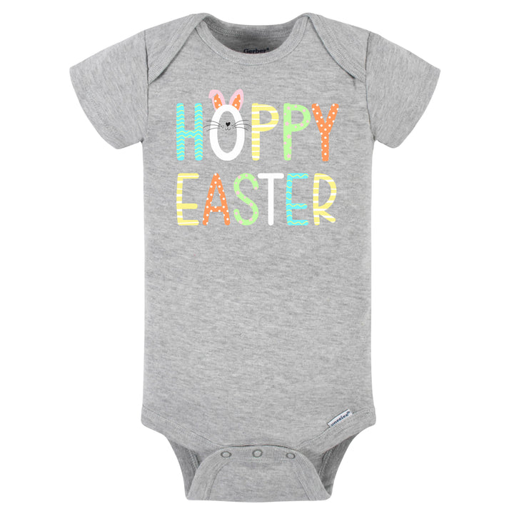 Baby Neutral "Hoppy Easter" Short Sleeve Onesies® Bodysuit-Gerber Childrenswear