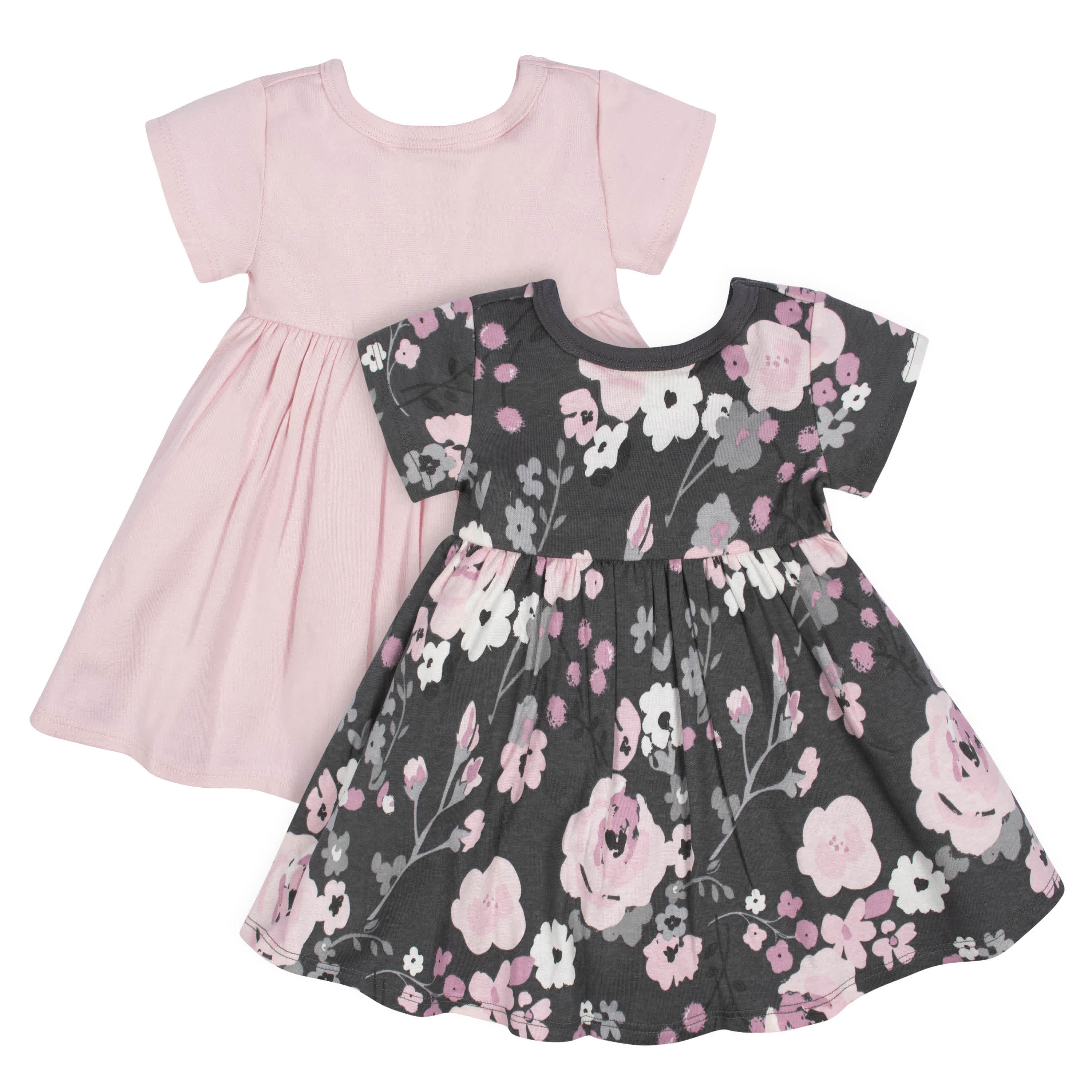 2-Pack Baby Girls Gray Floral Short Sleeve Dresses – Gerber Childrenswear