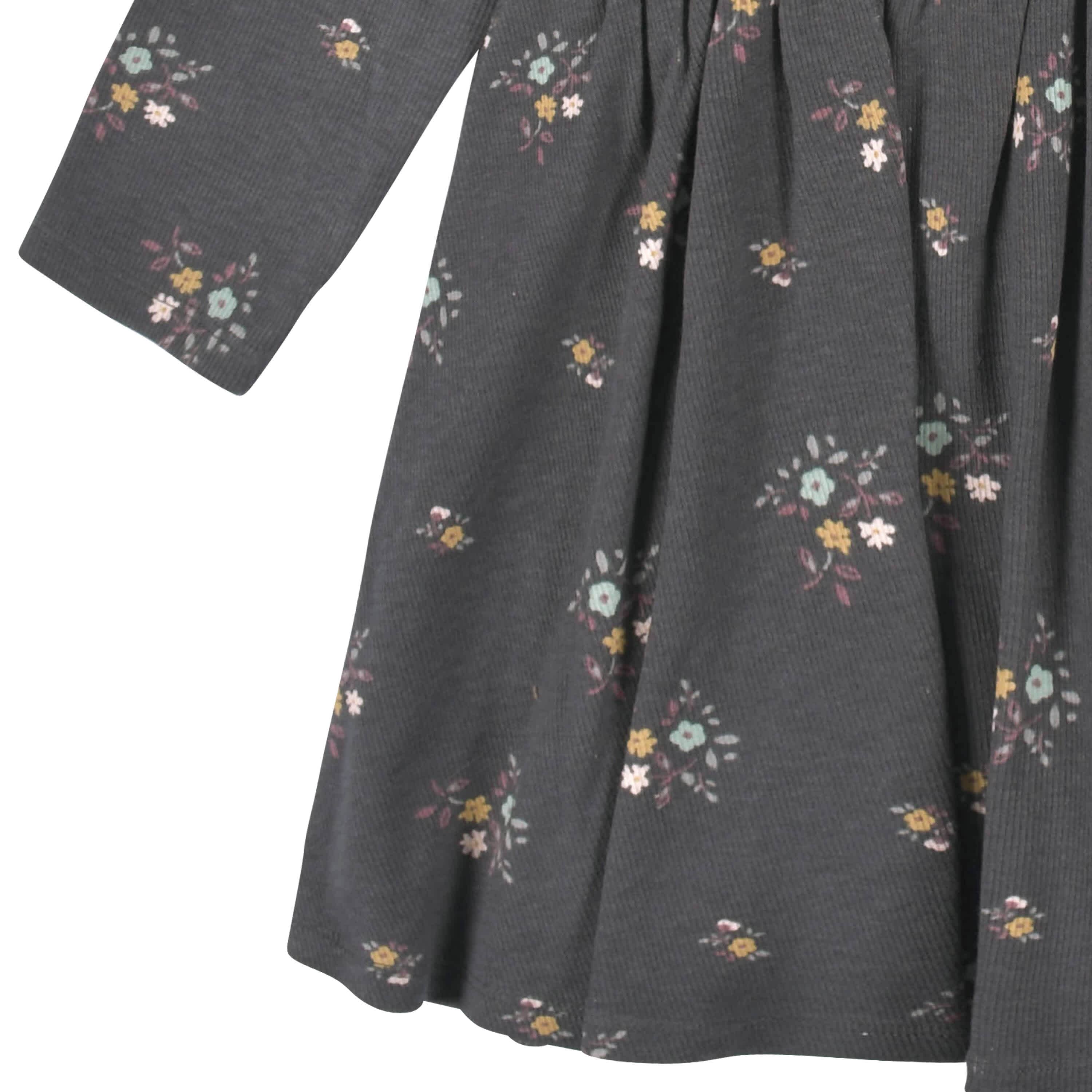 2-Pack Infant & Toddler Girls Mustard Floral Long Sleeve Dresses