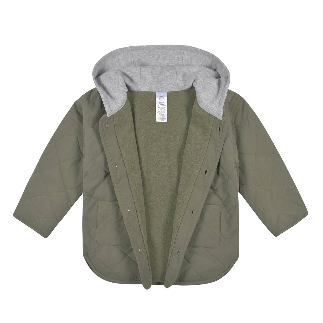 Boys' Solid Quilted Jacket - All In Motion™ Olive Green XS