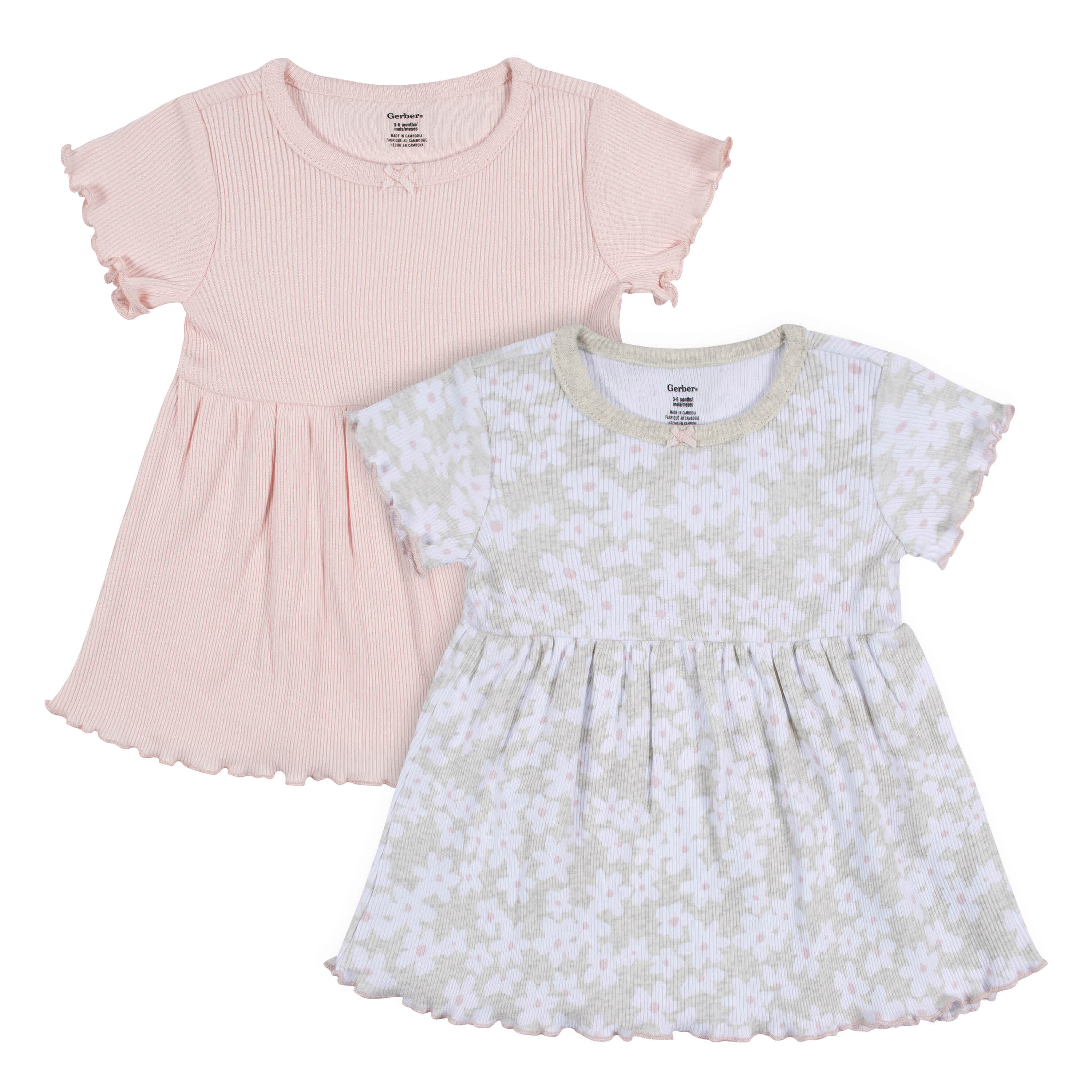 2-Pack Baby & Toddler Girls Sweet Florals Short Sleeve Cotton Dresses ...
