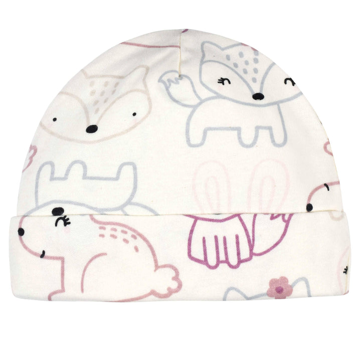 4-Piece Organic Baby Girls Fox Gowns & Caps-Gerber Childrenswear