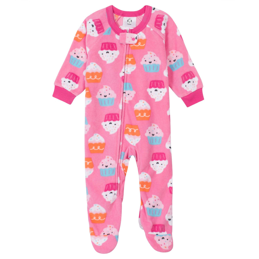 Gerber® Baby Girls Cupcakes Fleece Pajama-Gerber Childrenswear