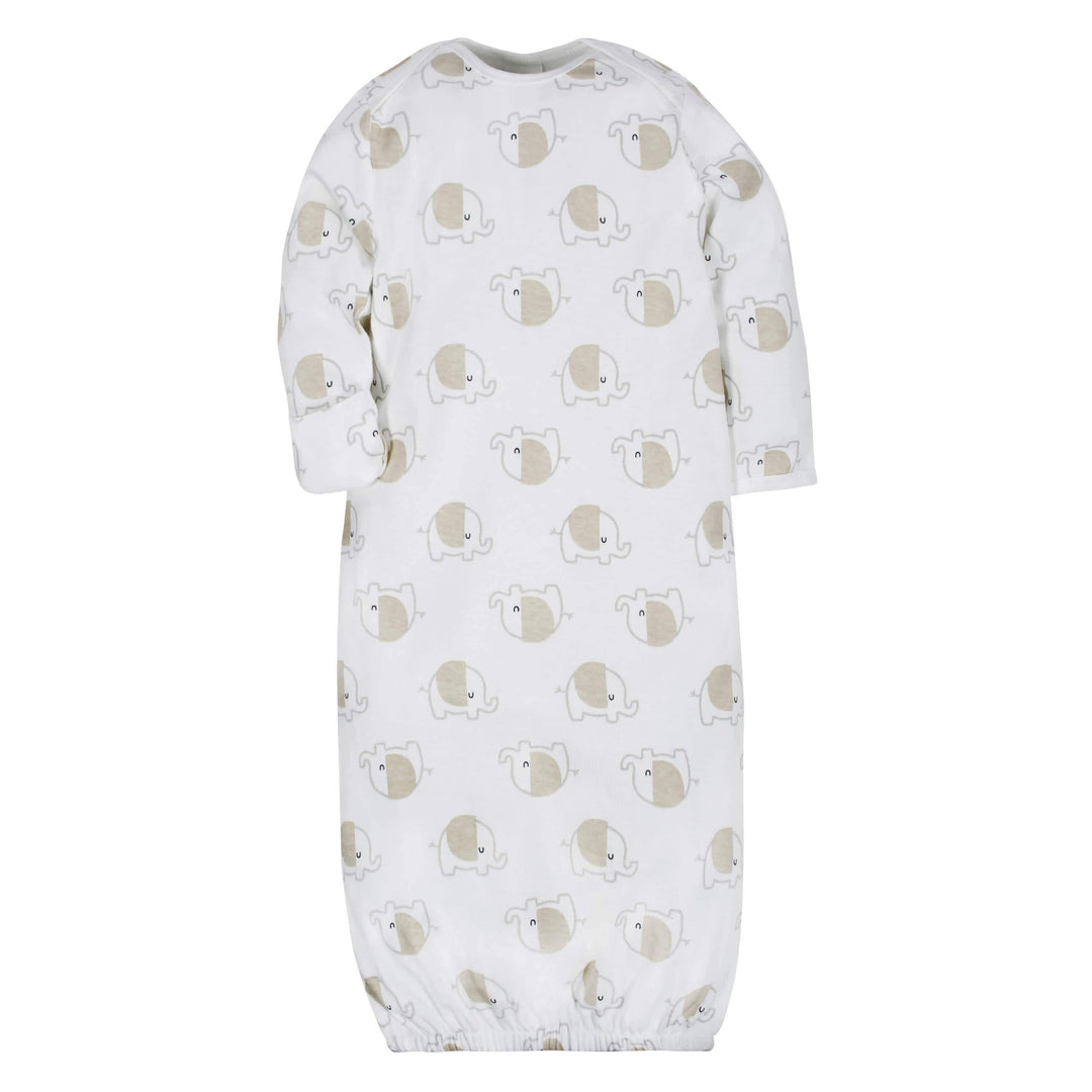 4-Pack Clouds & Elephants Baby Neutral Gowns-Gerber Childrenswear