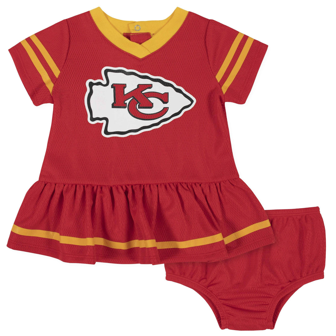 NFL Baby Girls Kansas City Chiefs Dress & Diaper Cover Set - 18mo