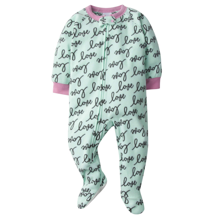 Gerber® Baby Girls Love Fleece Pajamas-Gerber Childrenswear