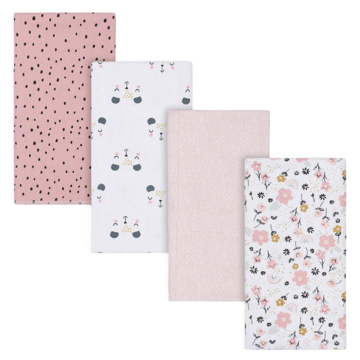 4-Pack Baby Girls Bear Flannel Burp Cloths-Gerber Childrenswear