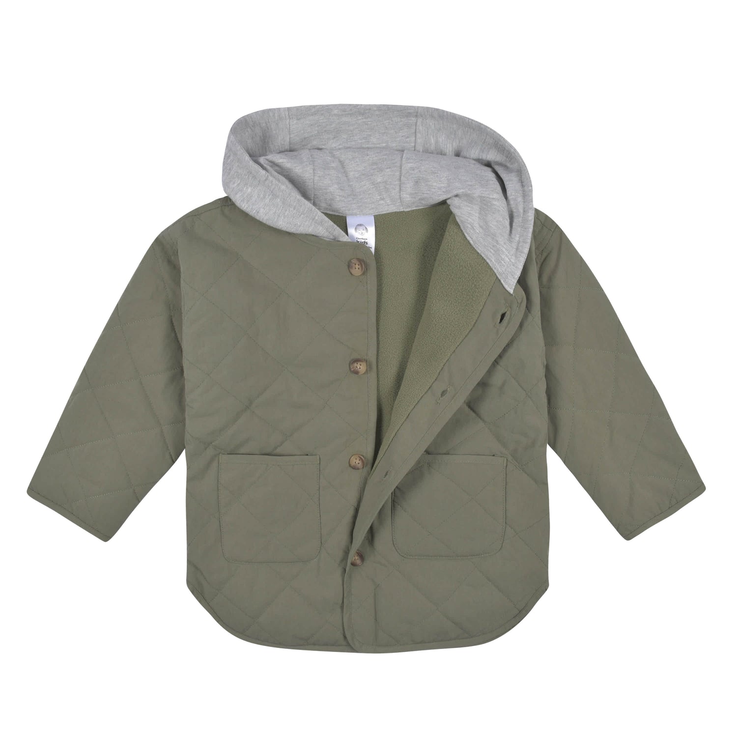 Infant & Toddler Boys Sage Green Quilted Hooded Jacket – Gerber