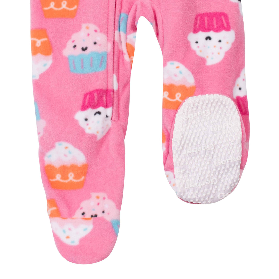 Gerber® Baby Girls Cupcakes Fleece Pajama-Gerber Childrenswear