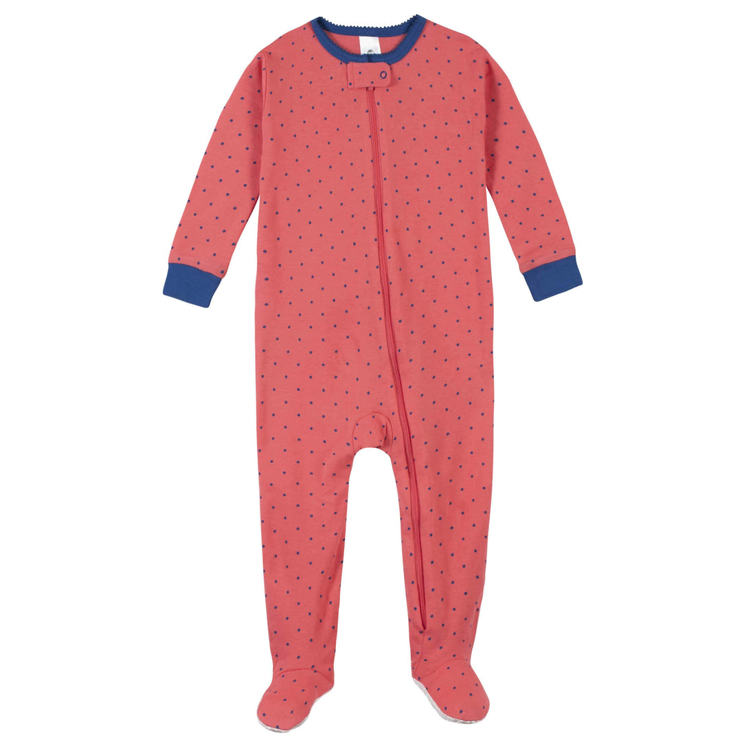 2-Pack Girls Berries Snug Fit Footed Cotton Pajamas-Gerber Childrenswear