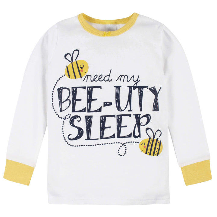 4-Piece Girls Bees Snug Fit Cotton Pajamas-Gerber Childrenswear