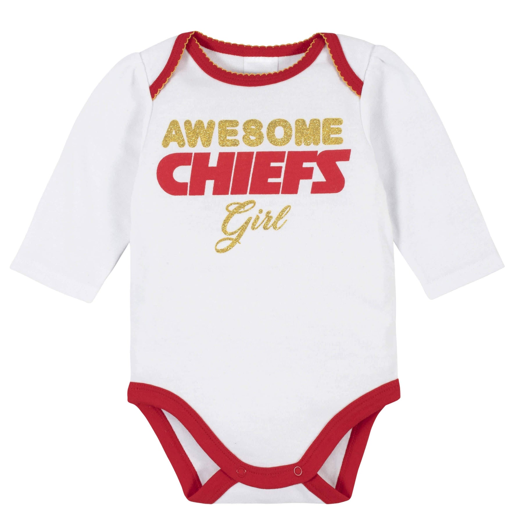 NFL Kansas City Chiefs Baby Girls Bodysuit, Bib and Cap Outfit Set, 3-Piece  