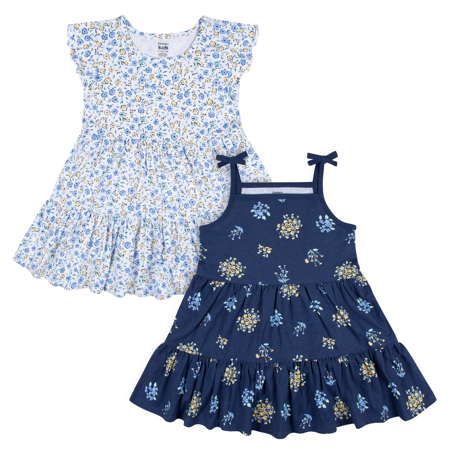 2-Pack Infant & Toddler Girls Blue Floral Knit Dresses#N#– Gerber ...