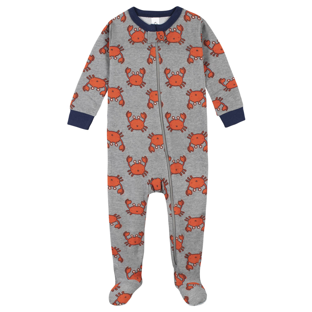 2-Pack Boys Crab Snug Fit Footed Cotton Pajamas-Gerber Childrenswear