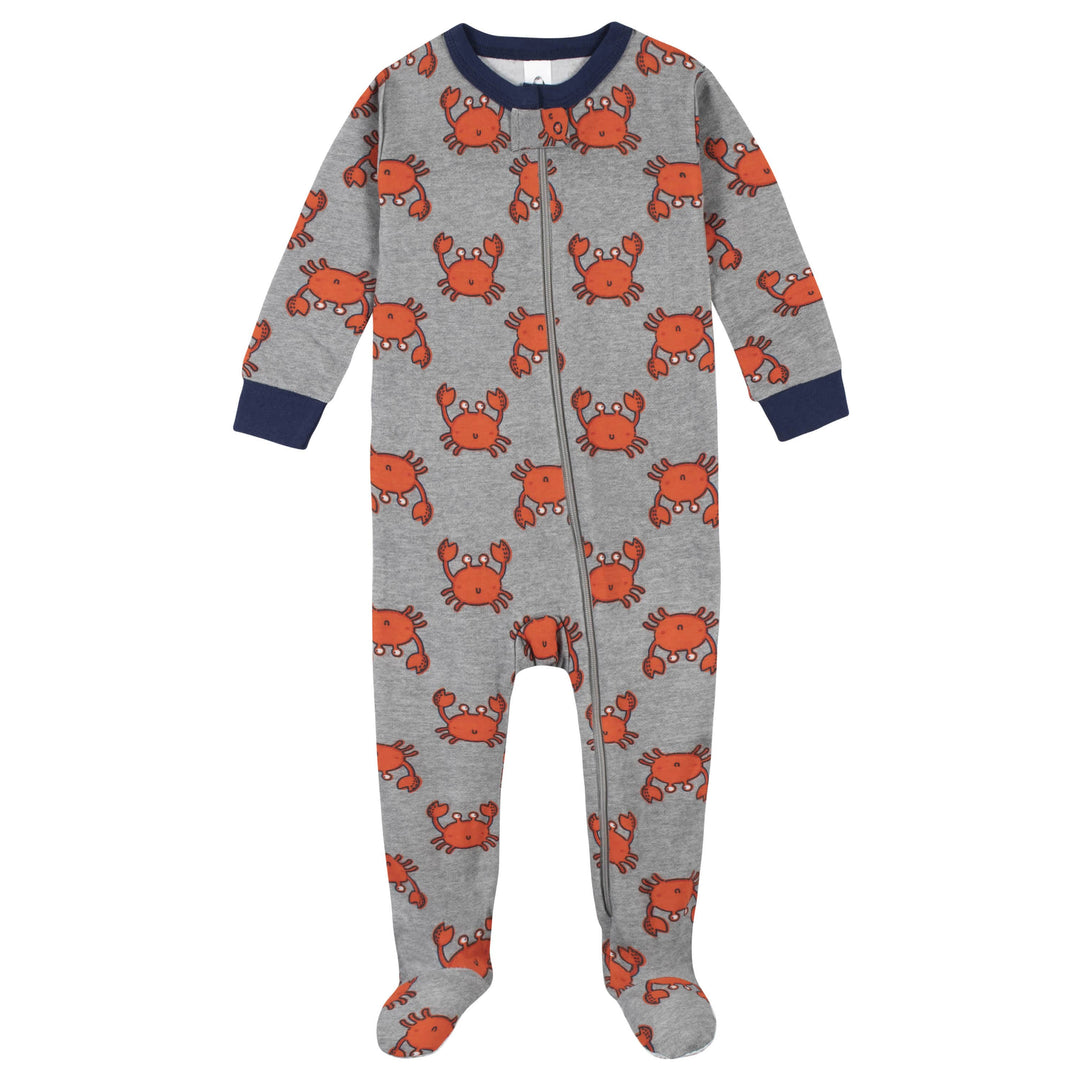 2-Pack Boys Crab Snug Fit Footed Cotton Pajamas-Gerber Childrenswear