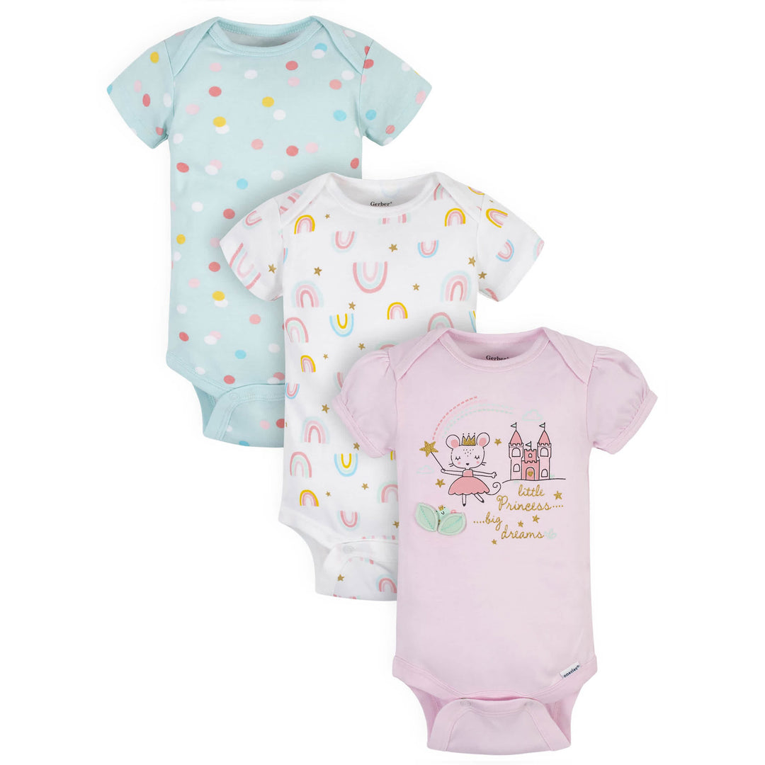 3-Pack Baby Girls Fairy Tale Organic Onesies® Bodysuits