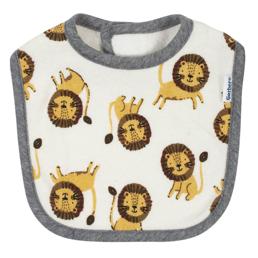 3-Pack Baby Boys Lion Organic Bibs