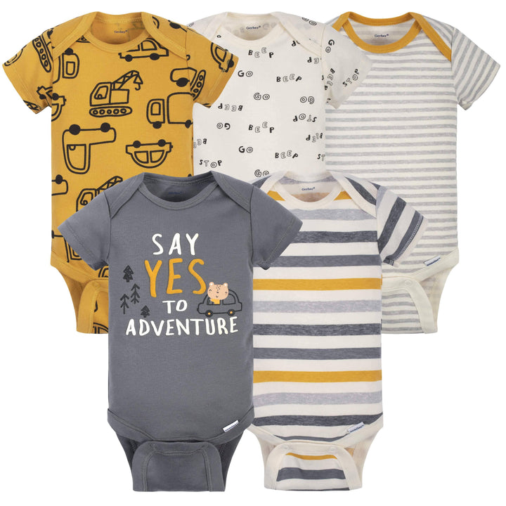 5-Pack Baby Boys Construction Short Sleeve Onesies® Bodysuits-Gerber Childrenswear