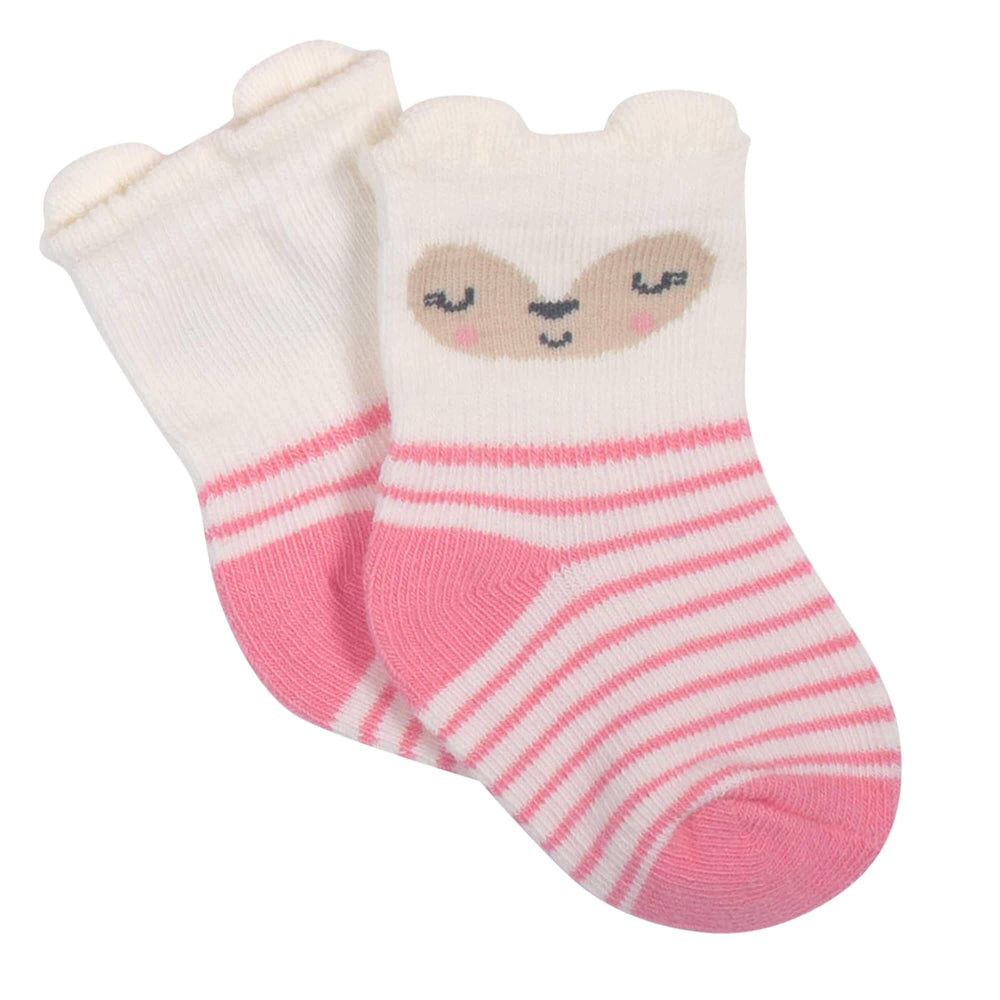 6-Pack Baby Girls Fox Jersey Crew Wiggle-Proof™ Socks-Gerber Childrenswear