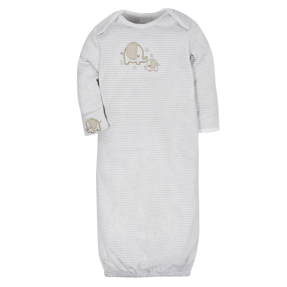 4-Pack Clouds & Elephants Baby Neutral Gowns-Gerber Childrenswear