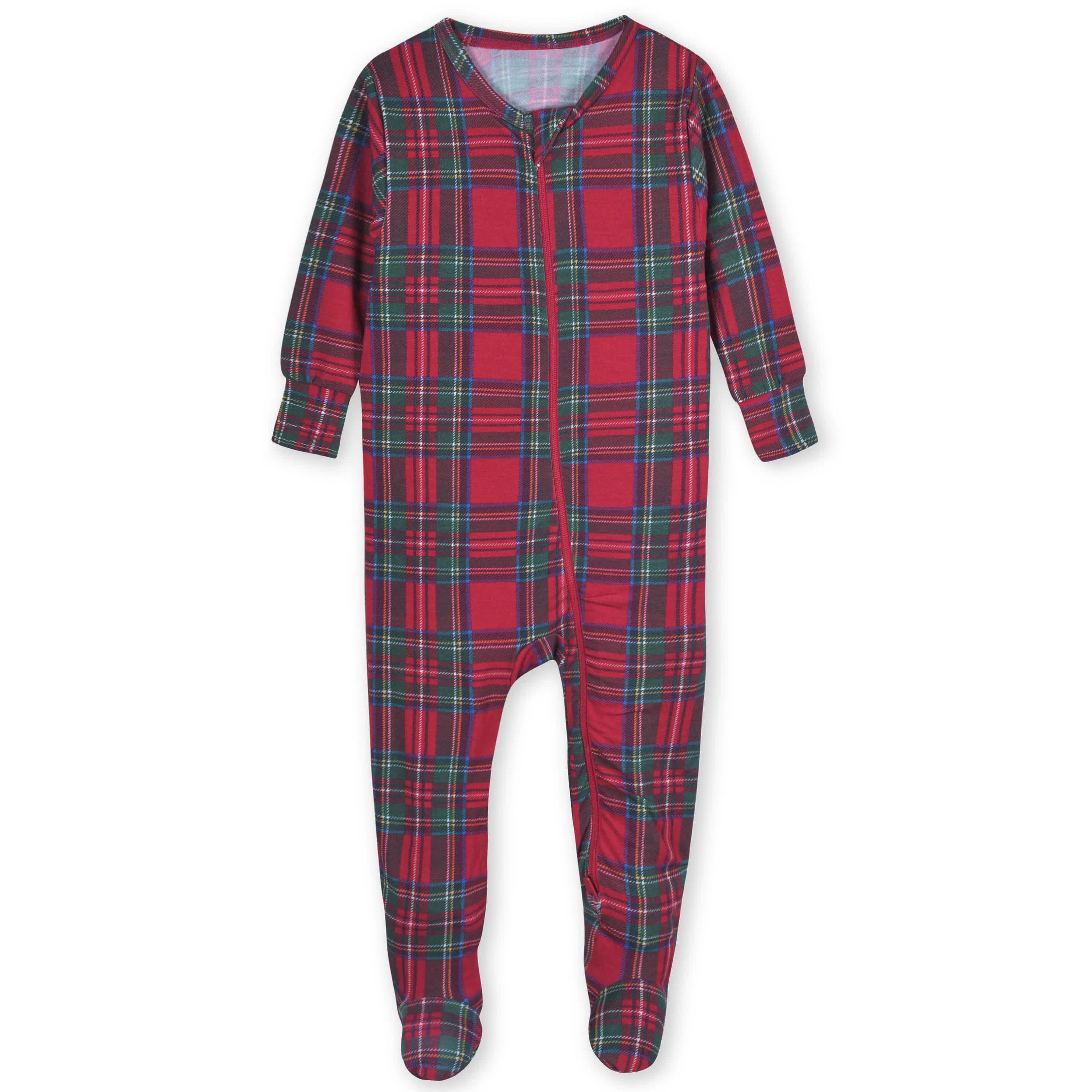 Baby Plaid About You Buttery Soft Viscose Made from Eucalyptus Snug Fit Footed Holiday Pajamas