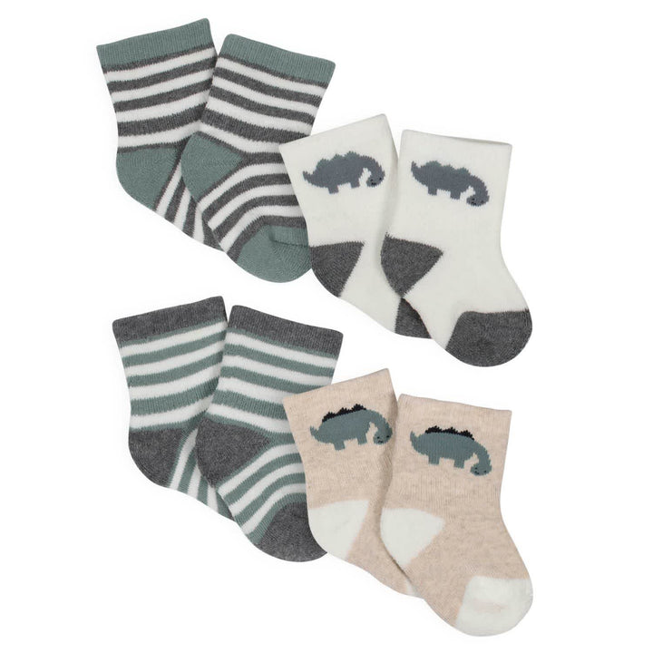 Gerber® Organic 4-Pack Baby Boys Dino Wiggle Proof Socks-Gerber Childrenswear