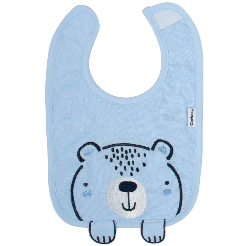 Gerber® Organic 3-Pack Baby Boys Teddy Dribbler Bibs-Gerber Childrenswear