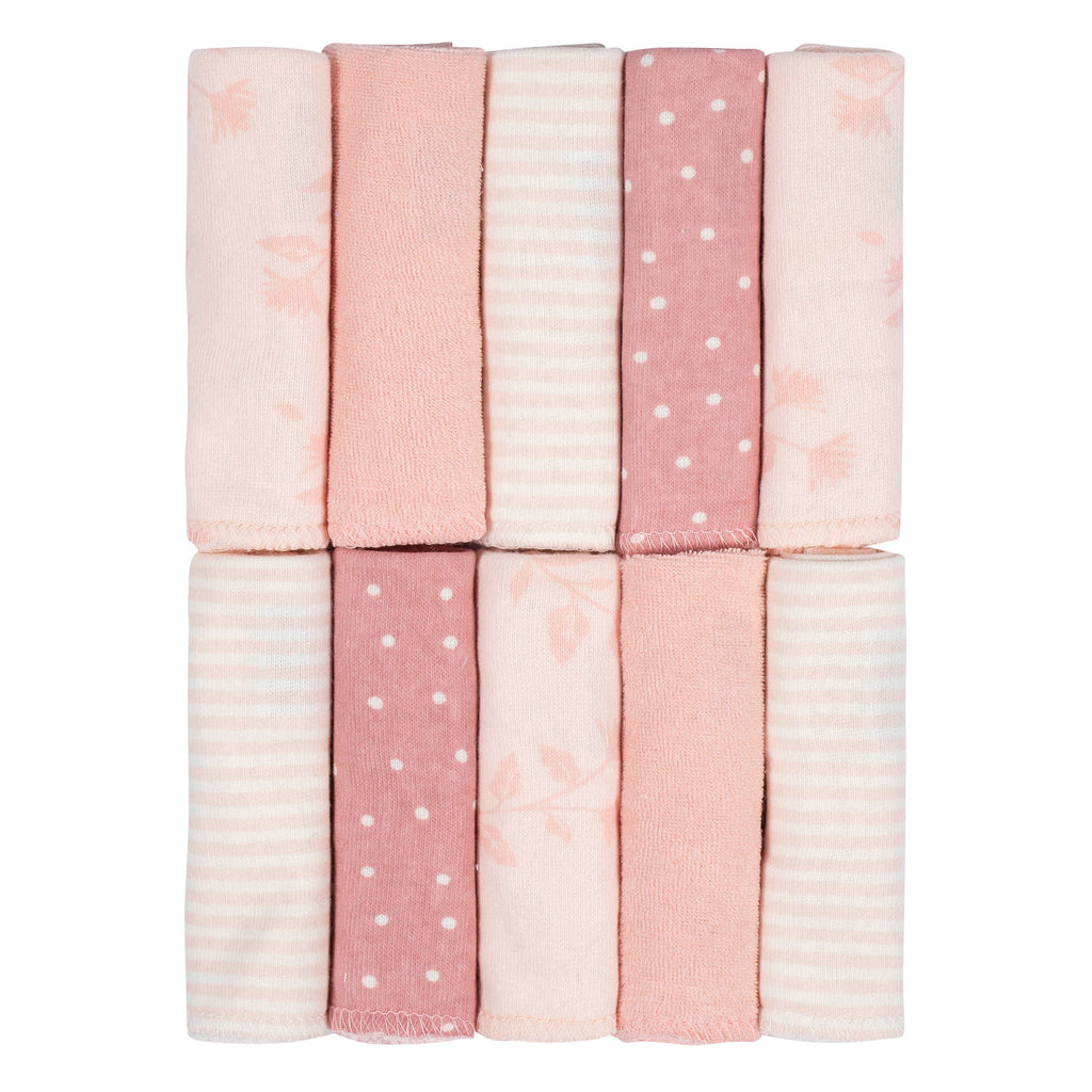 Gerber 10-pack Terry Washcloths and 4-piece Terry Bath Set Pink Layette