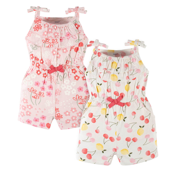 2-Pack Baby & Toddler Girls Cherry Kisses Tank Rompers – Gerber