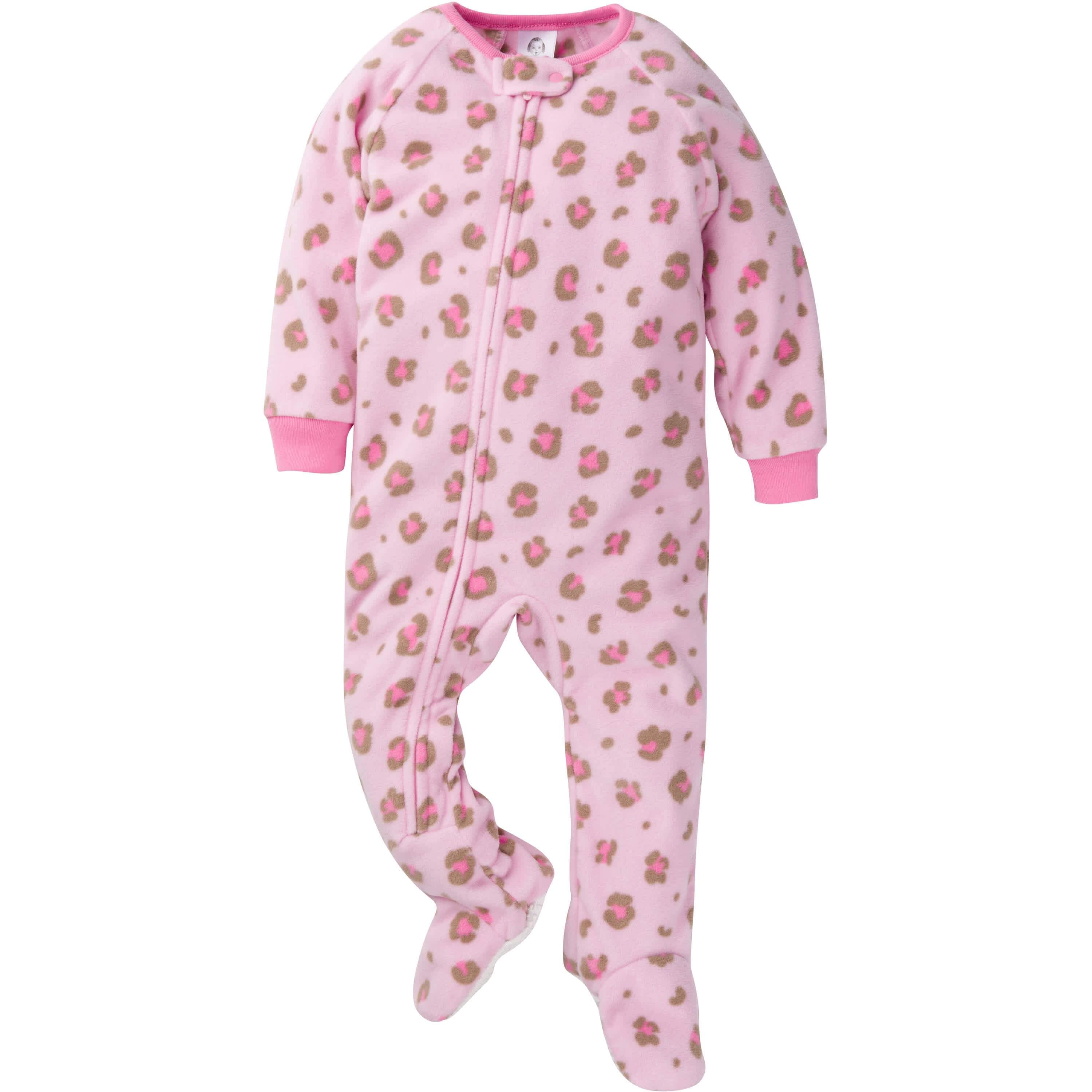 2 Pack Baby Toddler Girls Leopard Fleece Pajamas Gerber Childrenswear