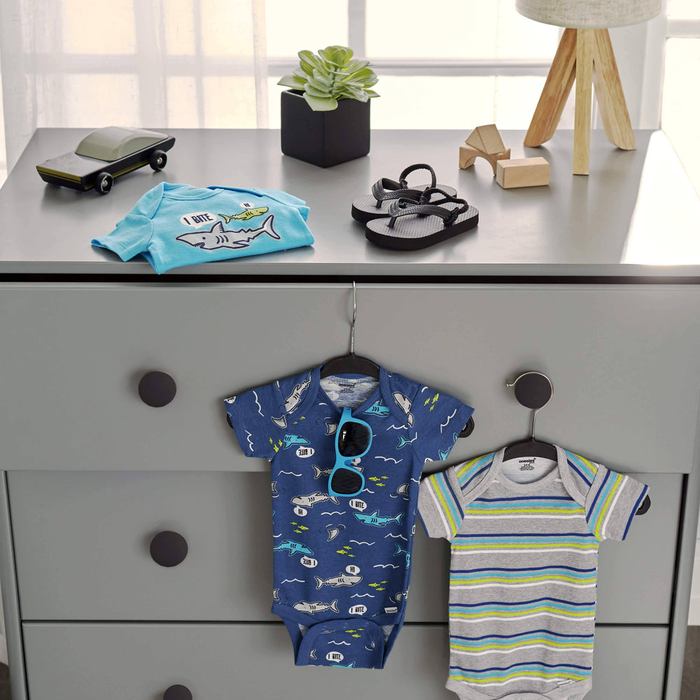 3-Pack Baby Boys Shark Onesies® Brand Bodysuits-Gerber Childrenswear