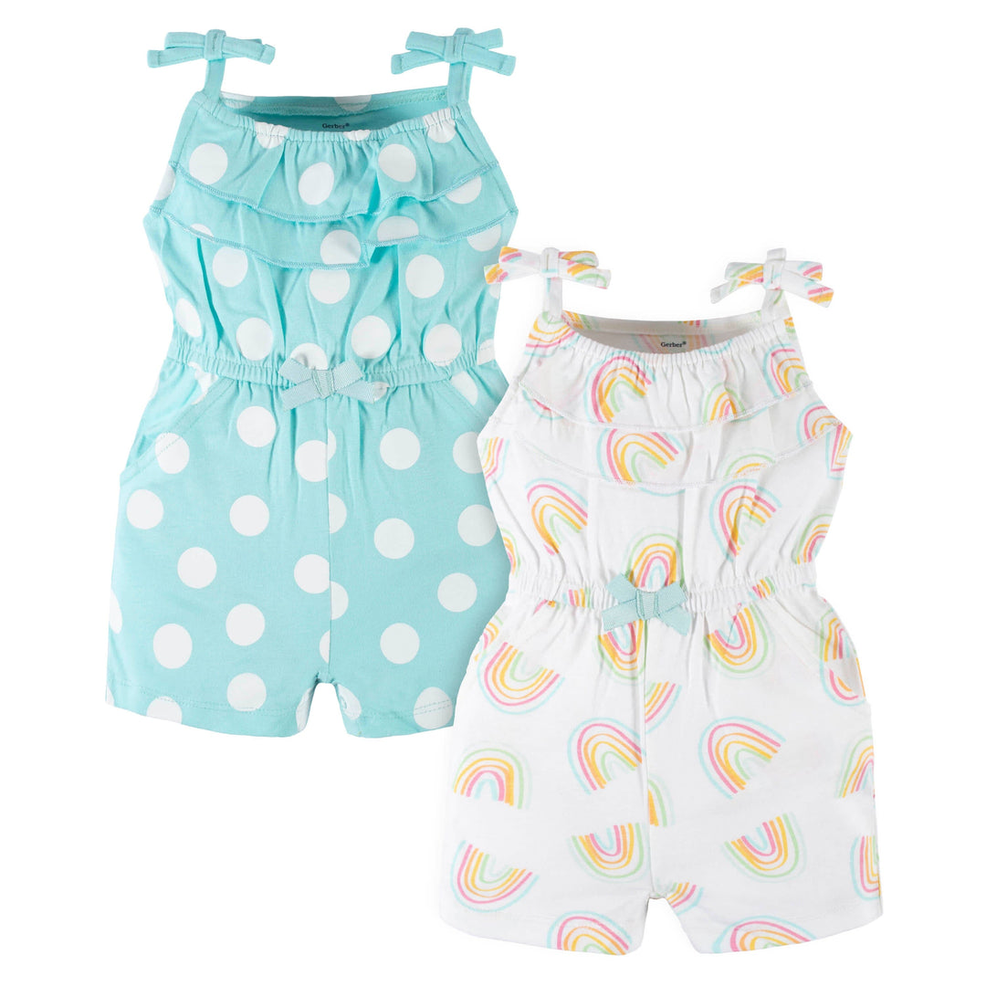 2-Pack Baby & Toddler Girls Dots Of Rainbows Tank Rompers – Gerber  Childrenswear
