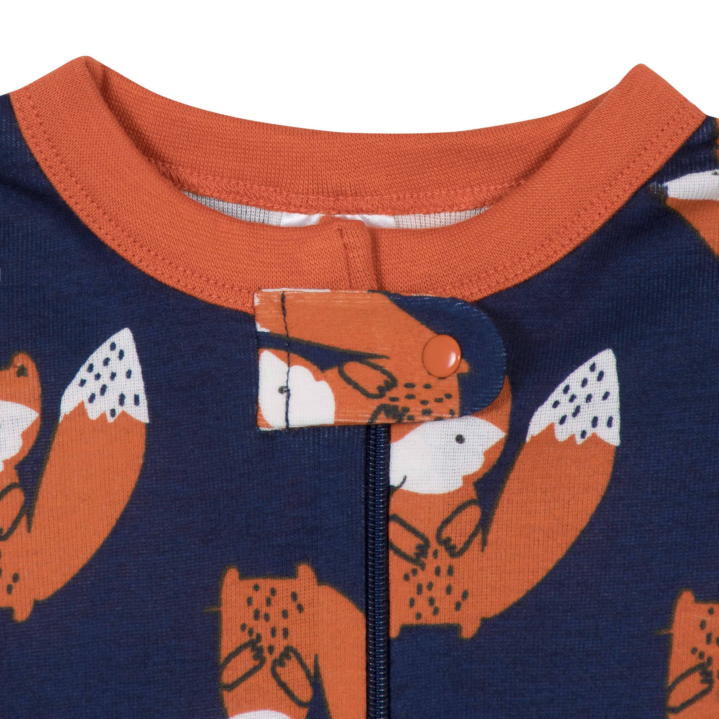 2 Pack Baby Toddler Boys Fox Snug Fit Footed Cotton Pajamas