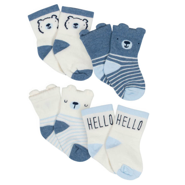 Gerber® Organic 4-Pack Baby Boys Teddy Wiggle Proof Socks-Gerber Childrenswear