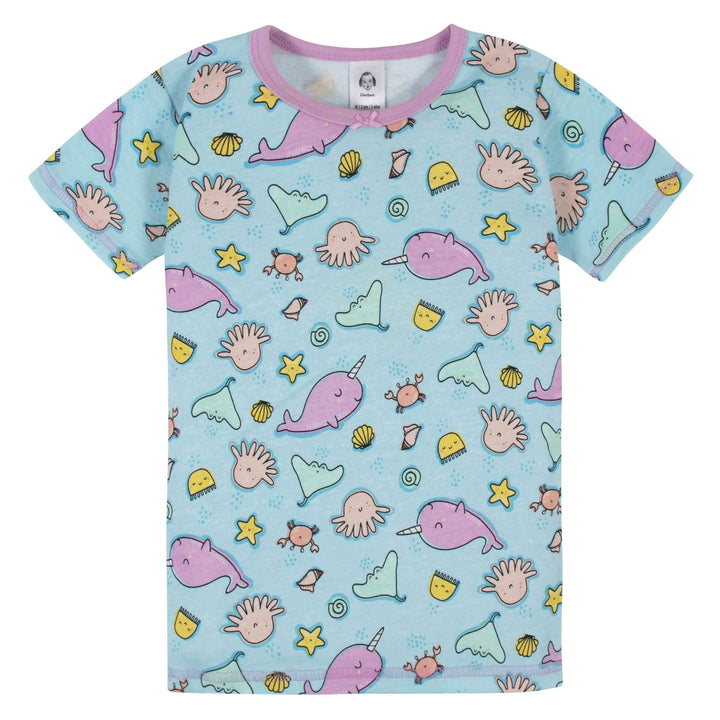 4-Piece Girls Narwhal Snug Fit Cotton Pajamas-Gerber Childrenswear