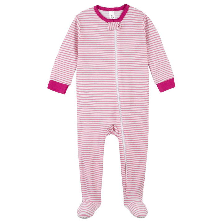 2-Pack Girls Flamingo Snug Fit Footed Cotton Pajamas-Gerber Childrenswear