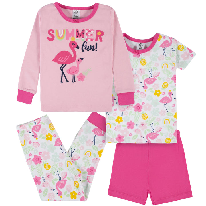 4-Piece Infant & Toddler Girls Summer Blossom Snug Fit Cotton Pajamas-Gerber Childrenswear