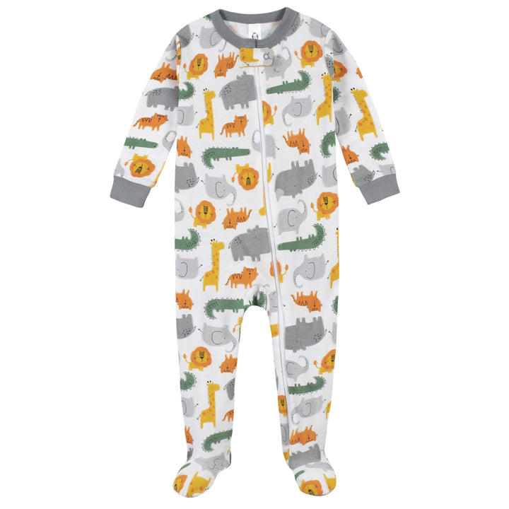 4-Pack Boys Safari Animals & Crab Snug Fit Footed Cotton Pajamas-Gerber Childrenswear