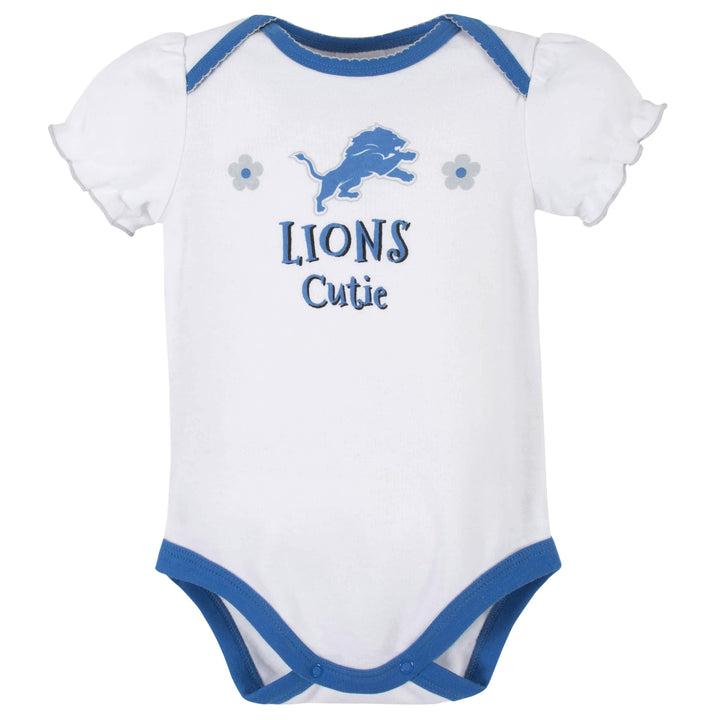 Detroit Lions Baby Girls Short Sleeve Bodysuits-Gerber Childrenswear