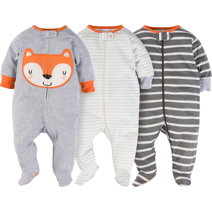 Gerber 3 Pack Zip-Front Space Fox N' Play-Gerber Childrenswear