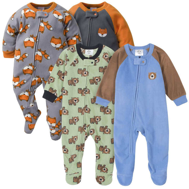 Gerber® 4-Pack Baby Boys Fleece Pajamas-Gerber Childrenswear